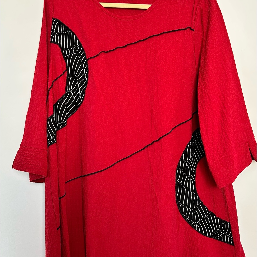 Red Women's Tunic with Black Accents